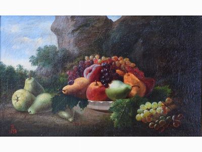 Natura Morta con Frutta Entro un Paesaggio