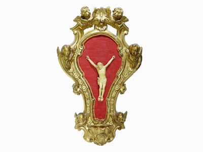 Acquasantiera in Legno Intagliato e Dorato