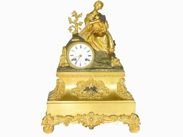 Gilded and Burnished Bronze Mantel CLock