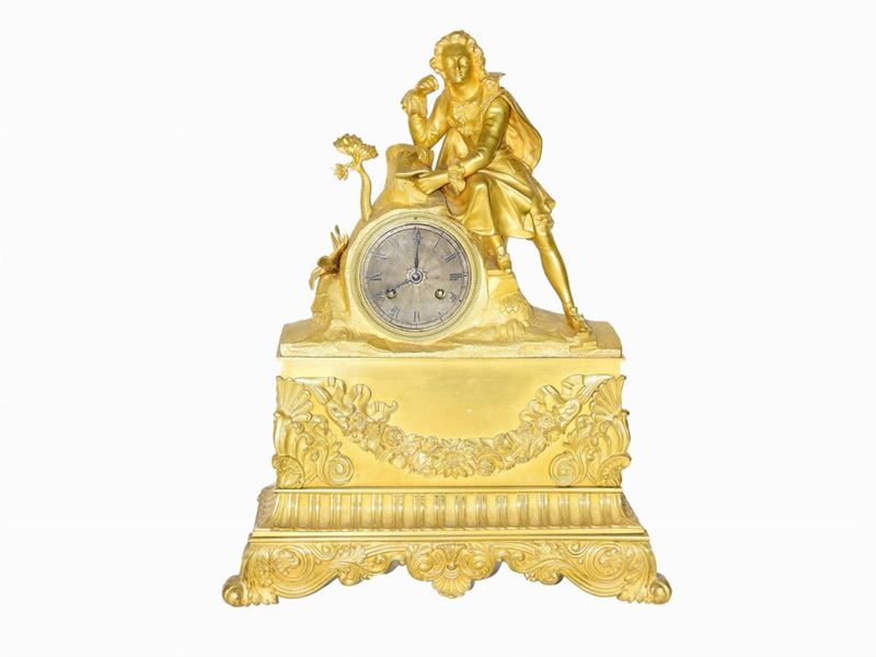 Orologio da Camino in Bronzo Dorato
