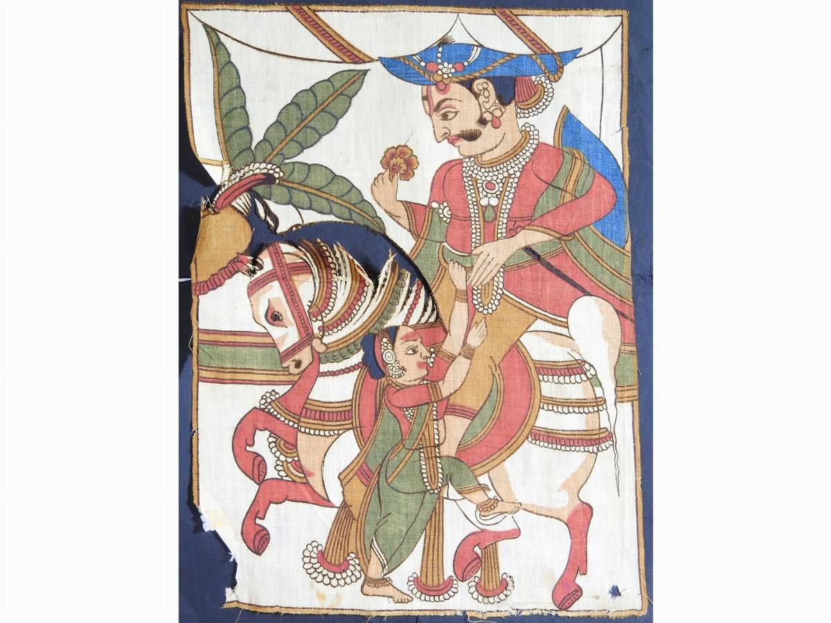 Lotto Composto da Dodici Stampe Ukyo-e, una Pittura Giapponese, una Miniatura ed un Tessuto India...