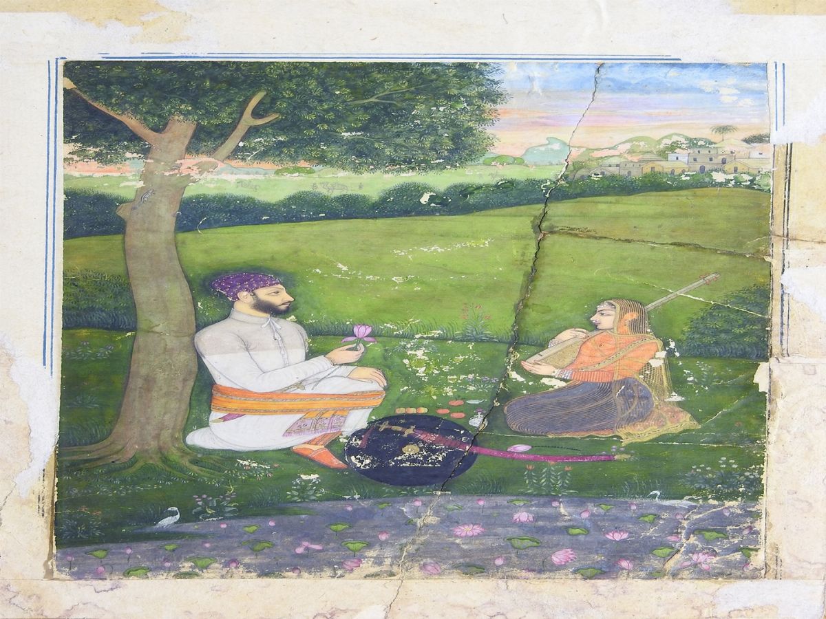 Lotto Composto da Dodici Stampe Ukyo-e, una Pittura Giapponese, una Miniatura ed un Tessuto India...