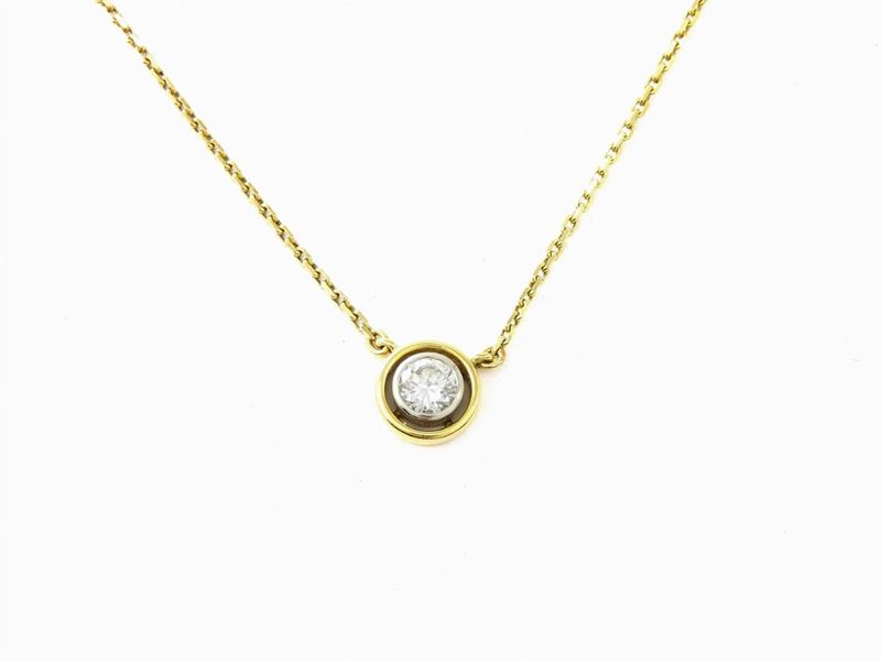 Catenina in Oro Giallo con Pendente in Oro Giallo e Bianco e Diamante