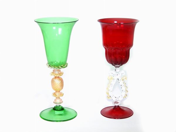 Two Blown Glass Chalices