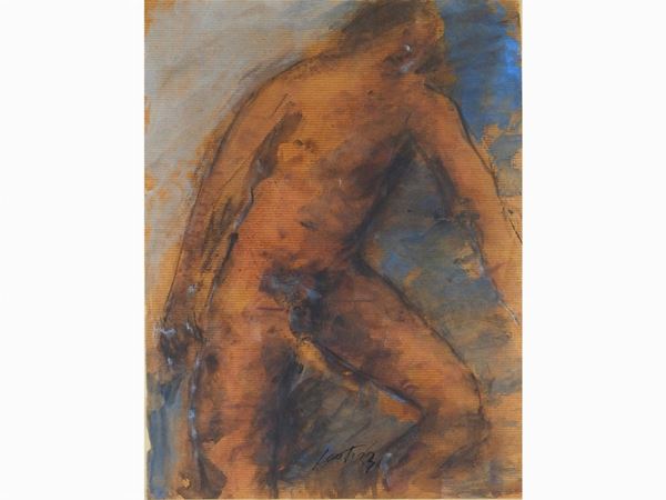 Sergio Scatizzi : Nudo maschile  ((1918-2009))  - Asta Arte moderna e contemporanea /   Un antico casale a Settignano: i dipinti - I - Maison Bibelot - Casa d'Aste Firenze - Milano