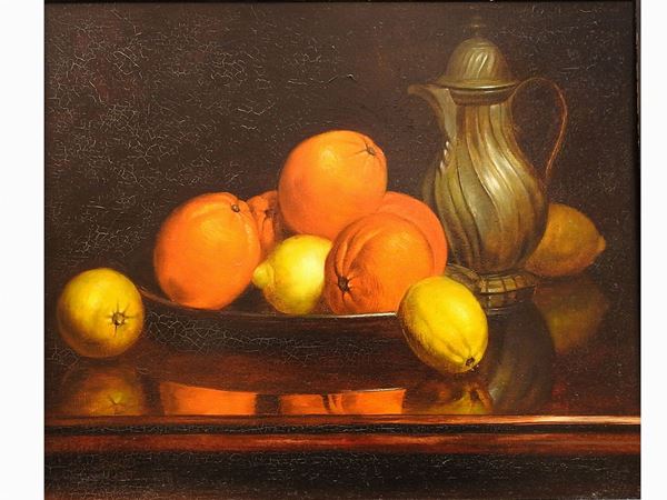Joseph Jost - Natura morta con arance, limoni e caraffa