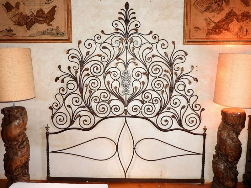 Testiera per Letto Matrimoniale in Ferro Battuto Laccato