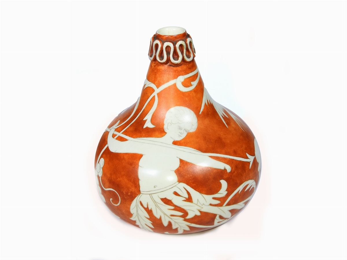 Serie di Tre Vasi in Terracotta Smaltata
