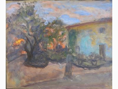 Il Giardino del Treppiede con una Figura Anni Cinquanta/sessanta