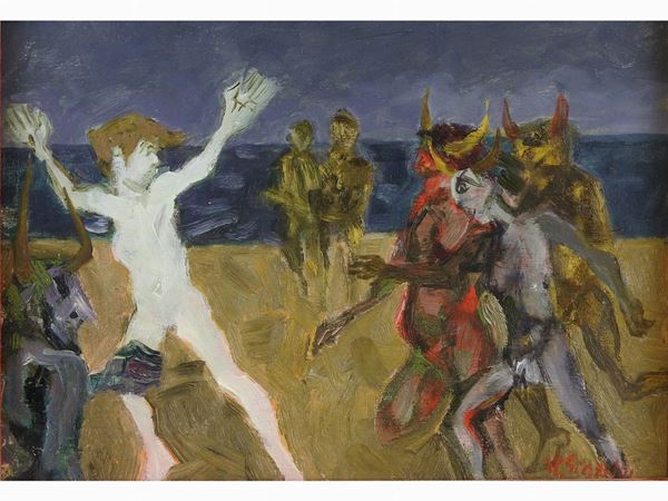 Renzo Grazzini : Seascape with Figures and Satyrs  ((1912-1990))  - Auction Modern and Contemporary Art /   An antique casale in Settignano: Paintings - I - Maison Bibelot - Casa d'Aste Firenze - Milano