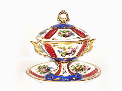 Tazza da Puerpera in Porcellana Policroma