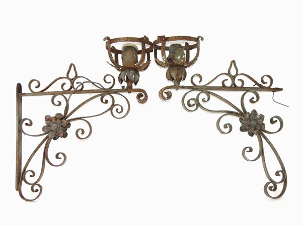 Pair of Wrought Iron Wall Candle Holders
