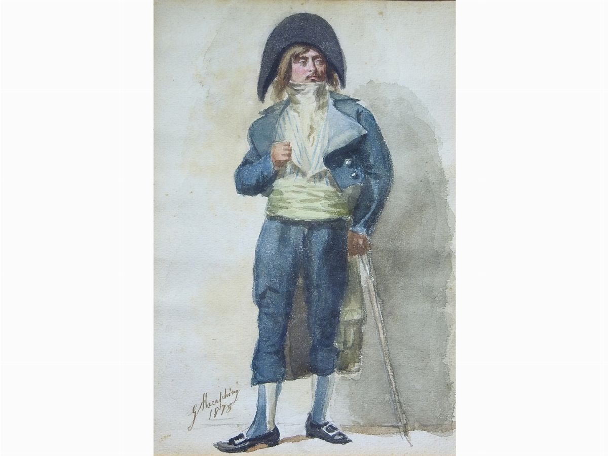 Scuola Toscana della Seconda Metà del XIX Secolo - Personaggi in Costume Teatrale