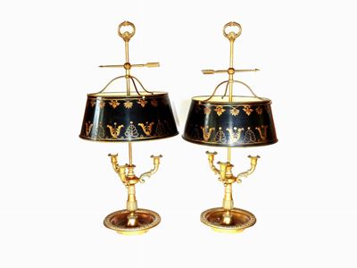 Coppia di Lampade Buillotte in Bronzo Dorato