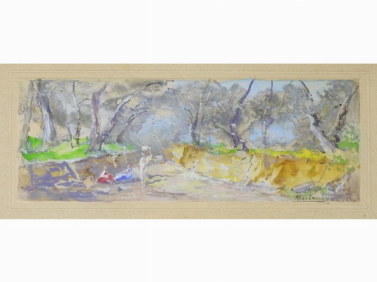 Pompeo Mariani - Paesaggio Campestre con Figure