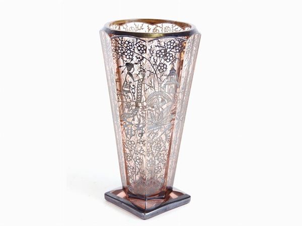 Glass Vase with Silver Decoration