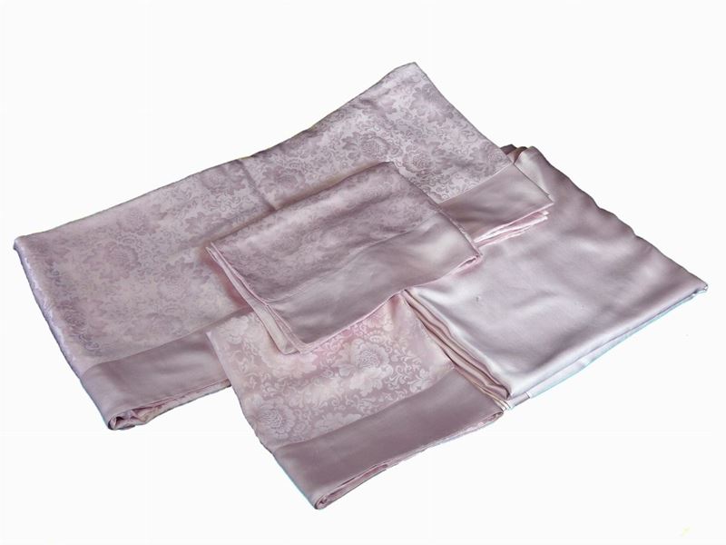 Set di Lenzuola Matrimoniali in Seta Rosa