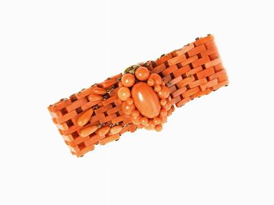 Bracciale in Oro Giallo e Corallo Rosso