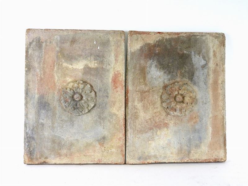 Serie di Quattro Grandi Formelle in Terracotta