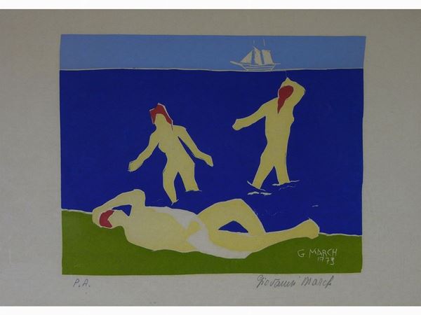 Giovanni March - Paesaggio marino con figure