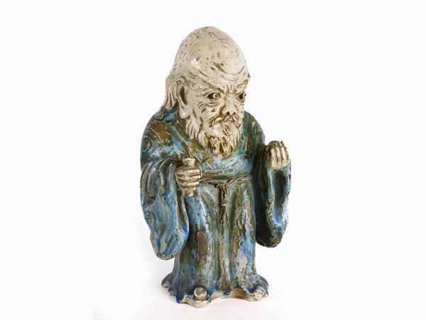 Glazed Ceramic Figure of a Wiseman