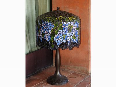 Grande Lampada in Vetro e Bronzo