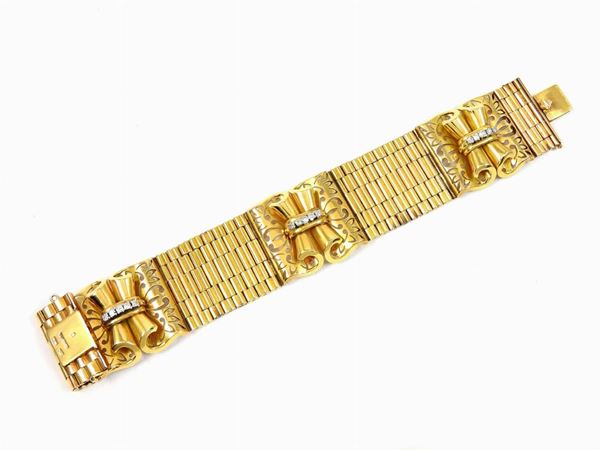 Yellow gold bracelet with diamonds  (Fifties)  - Auction Jewels and Watches - II - II - Maison Bibelot - Casa d'Aste Firenze - Milano