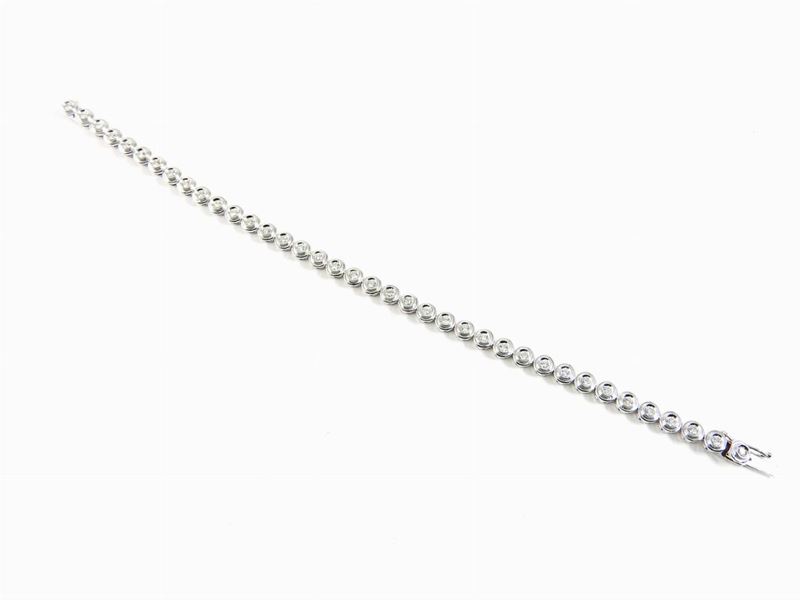 Bracciale Tennis in Oro Bianco e Diamanti