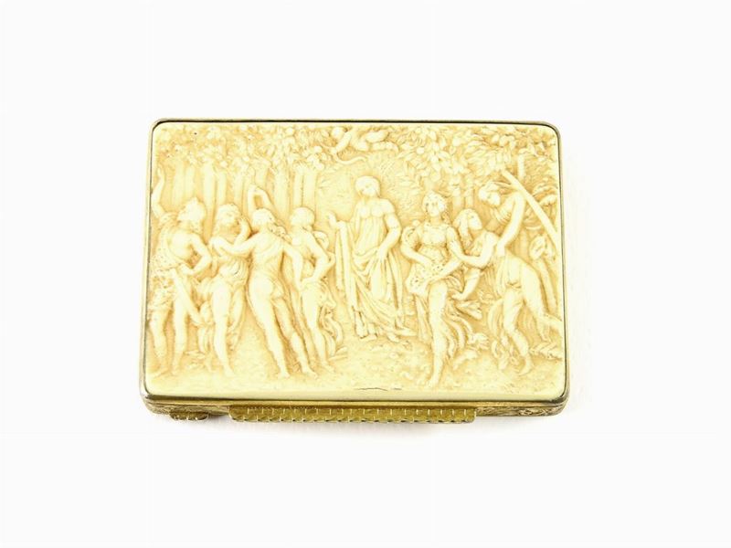 Scatola in Argento Sterling con Piastra di Avorio Lavorato
