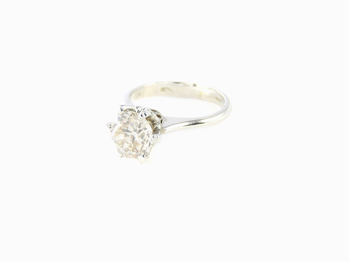Anello Solitario in Oro Bianco con Diamante