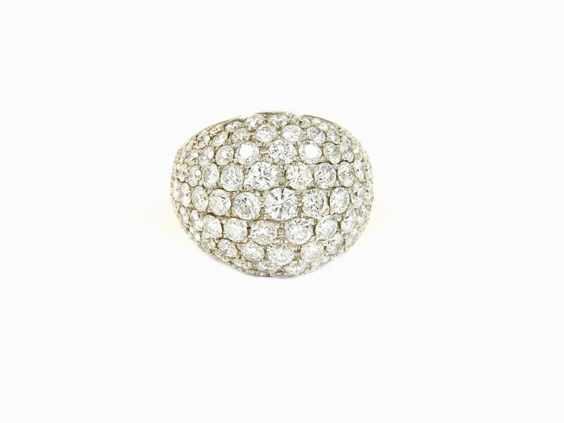 Anello Musone in Oro Giallo e Bianco con Pavé di Diamanti
