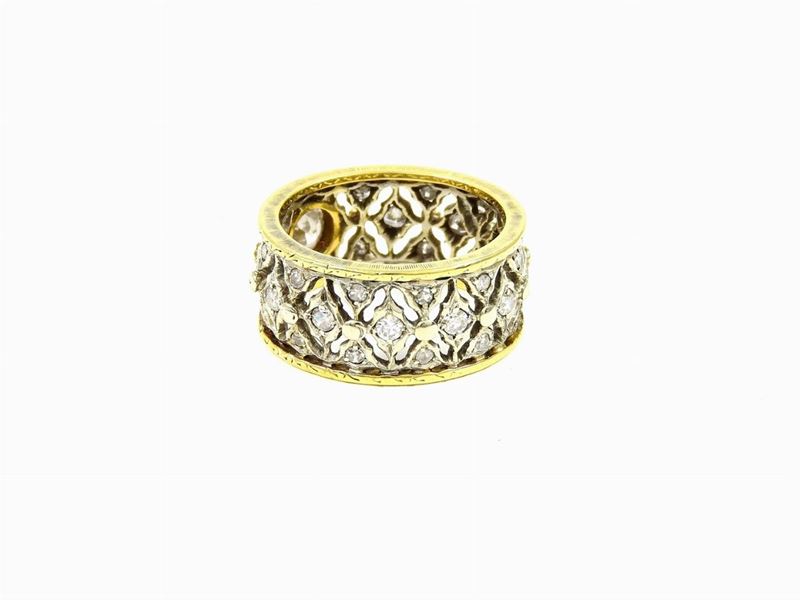 Anello in Oro Bianco e Giallo con Diamanti