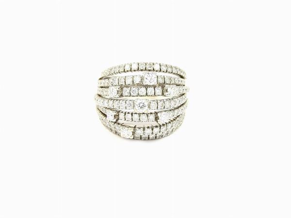 White gold "anello di San Lorenzo" ring with diamonds