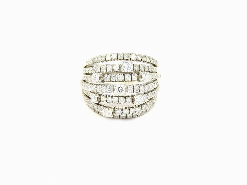 Anello "notte di San Lorenzo" in Oro Bianco e Diamanti