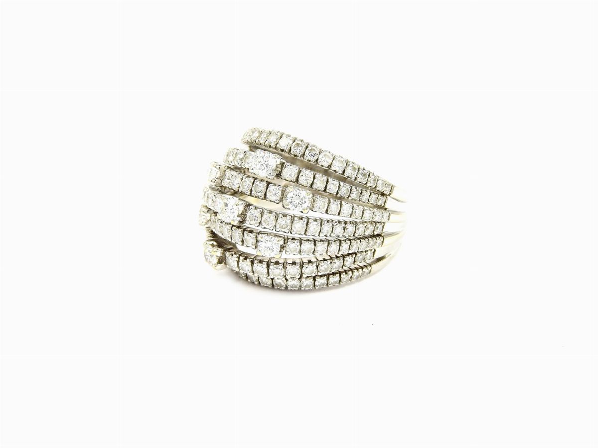 Anello "notte di San Lorenzo" in Oro Bianco e Diamanti