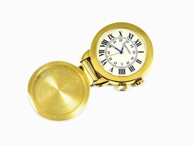 Orologio da Tavolo e Accendino Placcati in Oro Giallo