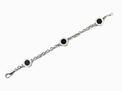Bracciale a Maglie in Oro Bianco con Dischi di Onice