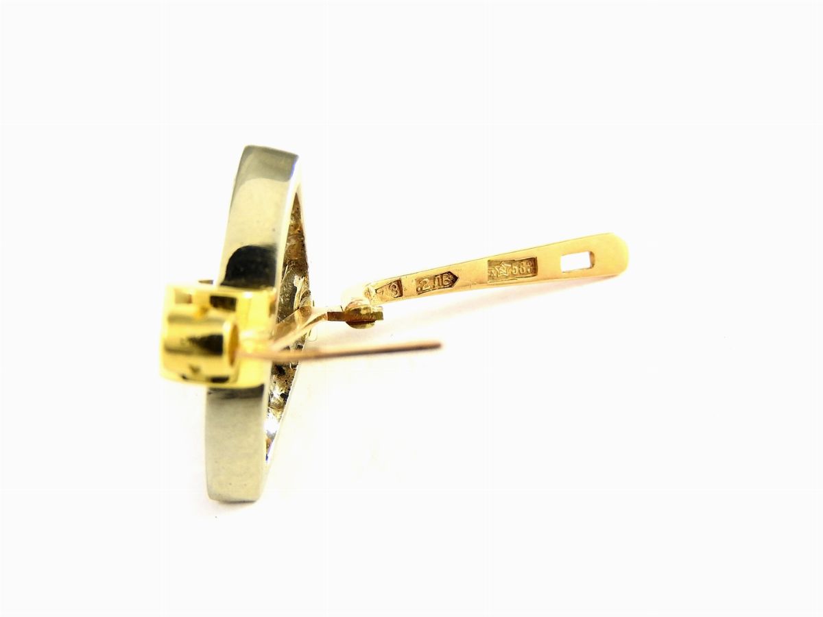 Orecchini in Oro Giallo e Bianco con Diamanti
