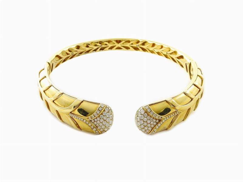 Collier Rigido in Oro Giallo e Diamanti