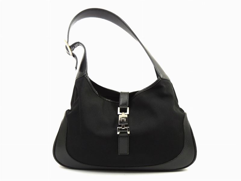 Borsa a Spalla Gucci in Tela e Pelle Nera
