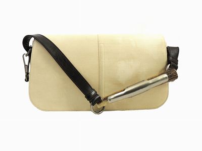 Borsa a Spalla Yves Saint Laurent in Tela Beige e Pelle Marrone
