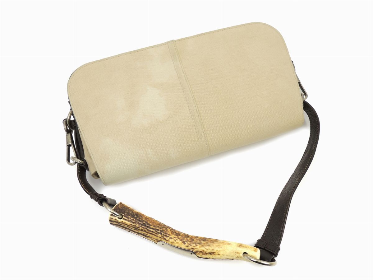 Borsa a Spalla Yves Saint Laurent in Tela Beige e Pelle Marrone
