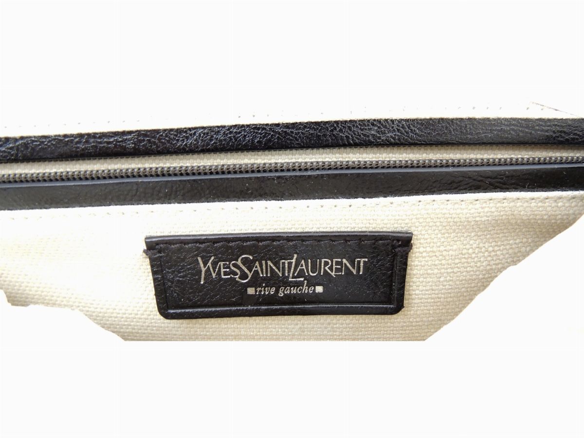 Borsa a Spalla Yves Saint Laurent in Tela Beige e Pelle Marrone