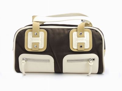 Borsa a Mano Hogan in Tela Marrone e Pelle