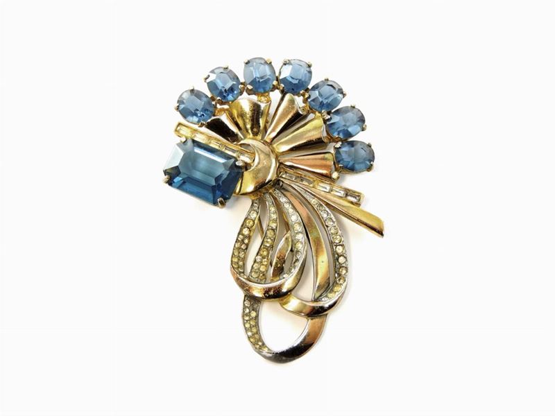 Spilla Leo Glass in Metallo Dorato e Strass