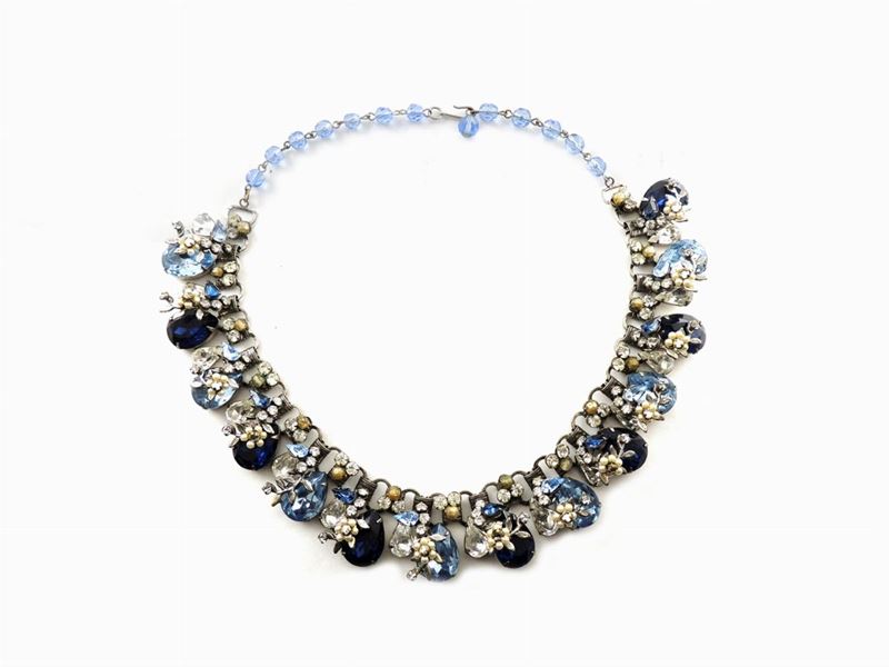 Collana Original By Robert in Metallo Rodiato, Perline Simulate, Strass e Vetro