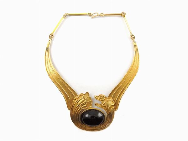 Sonia Italy goldtone metal and glass necklace