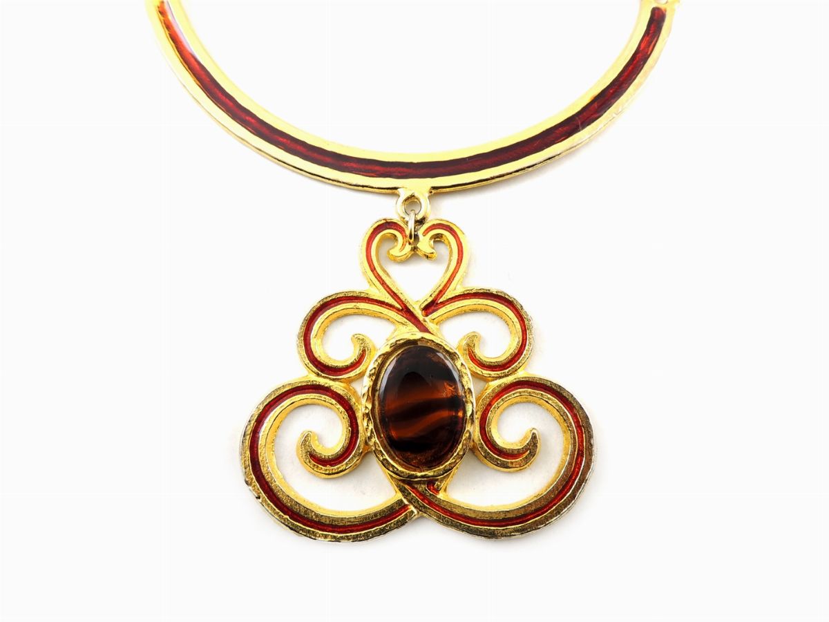 Collana Rigida Les Bernard in Metallo Dorato e Smalto