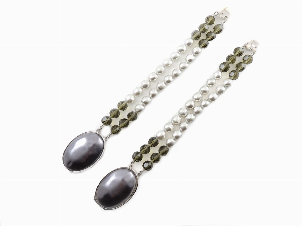 Collana Yves Saint Laurent in Cristalli e Perle Simulate Grigie