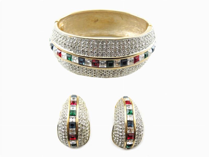 Parure in Metallo Argentato e Strass